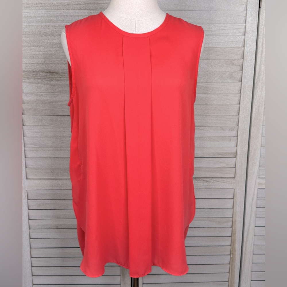 VINCE CAMUTO Sheer Sleeveless Blouse Bright Coral-Medium